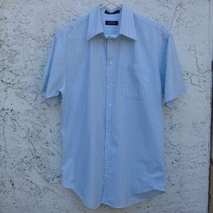 Nautica Short Sleeve Dress Shirts Light Blue/White